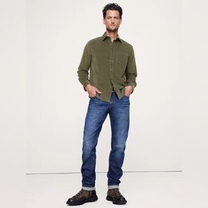 NWT Banana Republic Standard-Fit Lightweight Corduroy Shirt | Dark Olive Green